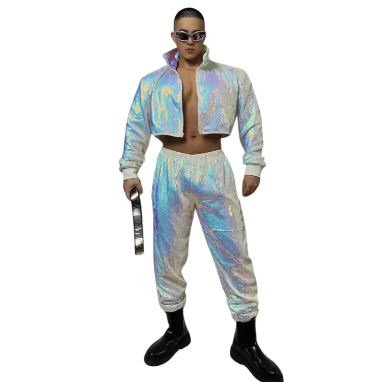 Iridescent Retro Sequin Two Piece Clubwear Set