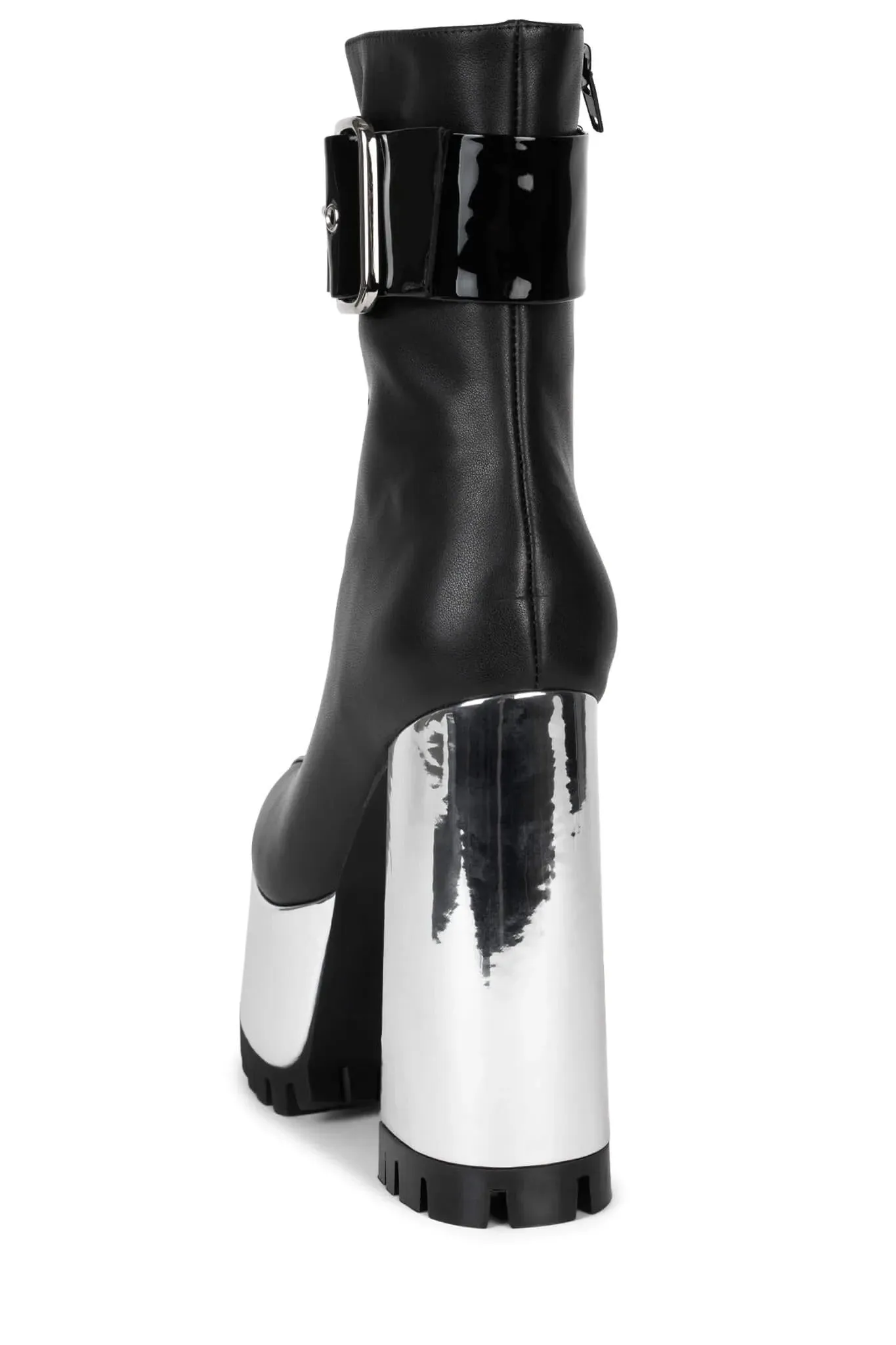 Jeffrey Campbell Robotic Black Silver Metallic Fashion Platform High Heel Boots
