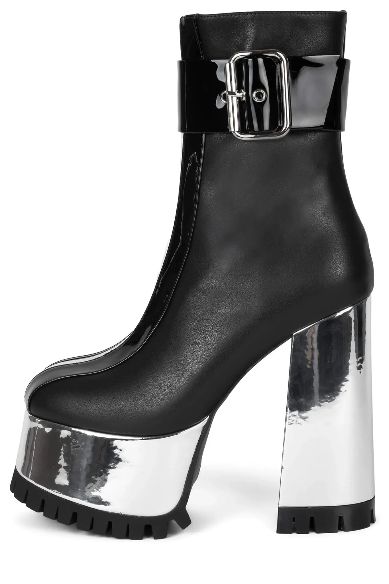 Jeffrey Campbell Robotic Black Silver Metallic Fashion Platform High Heel Boots