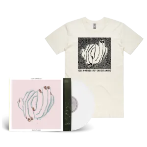 Jess Cornelius / CARE/TAKING LP Oblivion White Vinyl & T-Shirt Bundle