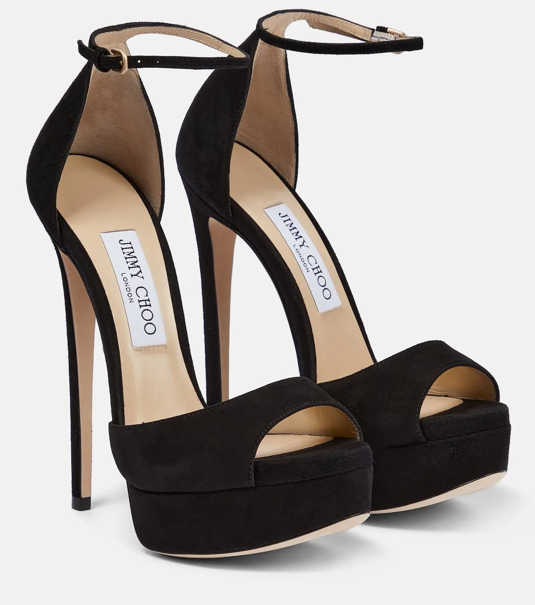 Jimmy Choo Suede Max 150 Platform Sandals, Black