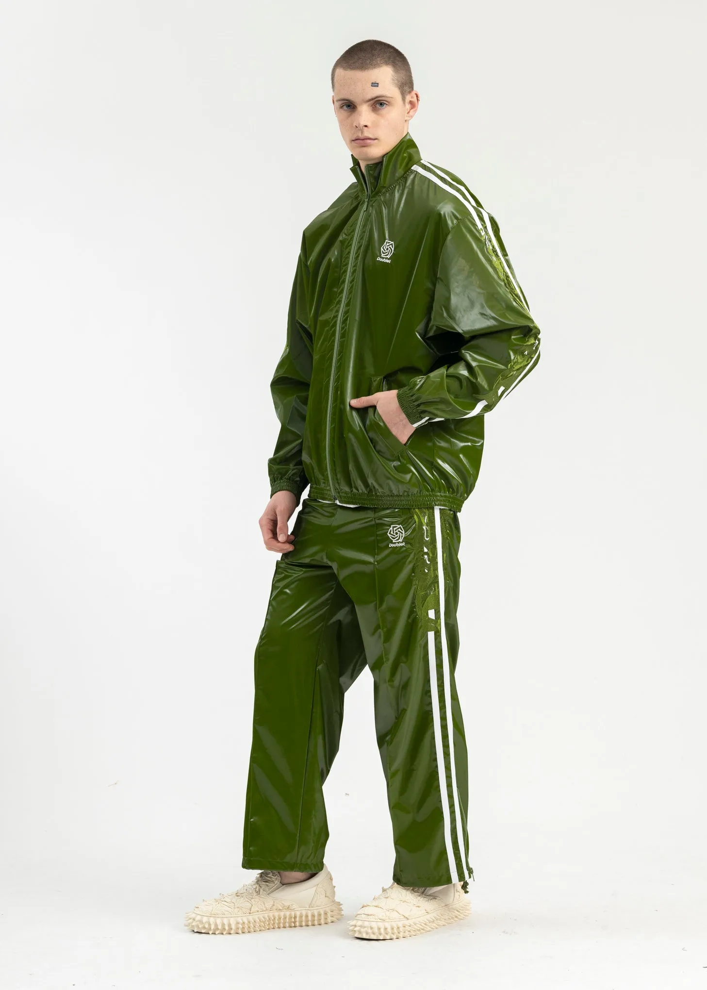 KHAKI LAMINATE TRACK JACKET