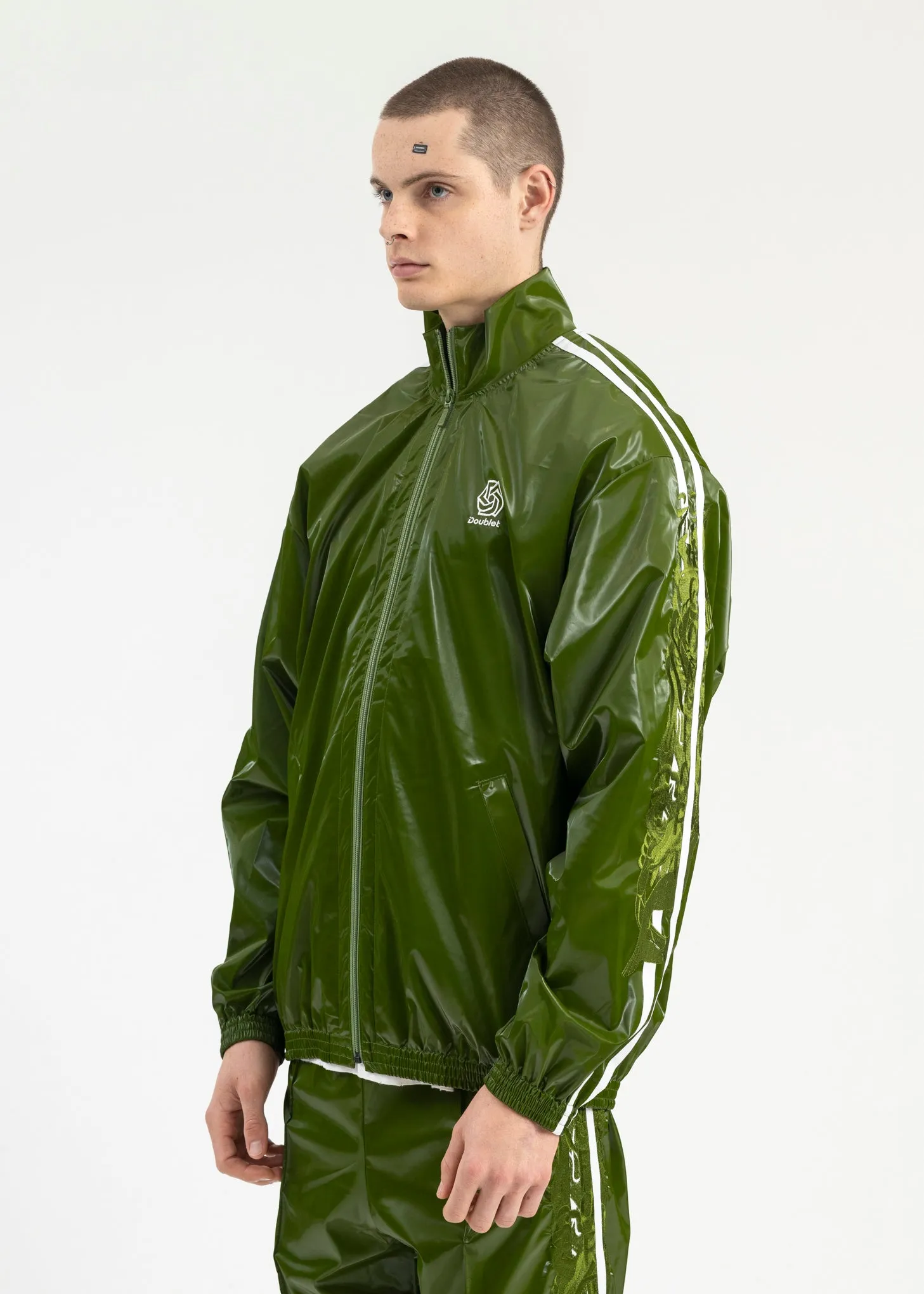 KHAKI LAMINATE TRACK JACKET