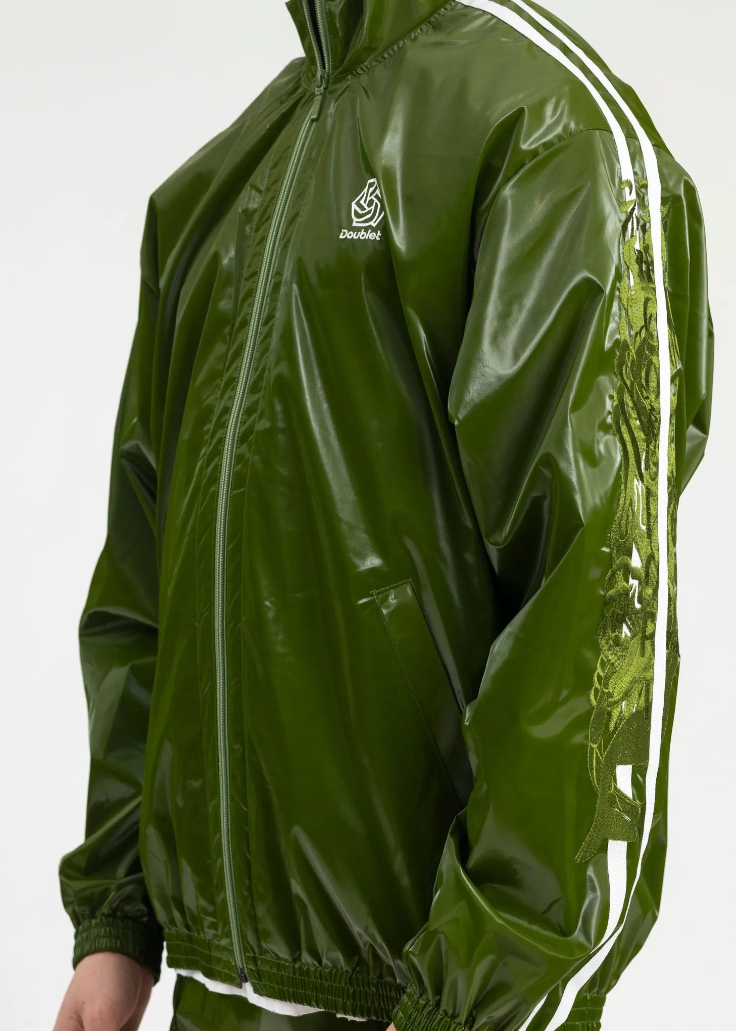 KHAKI LAMINATE TRACK JACKET