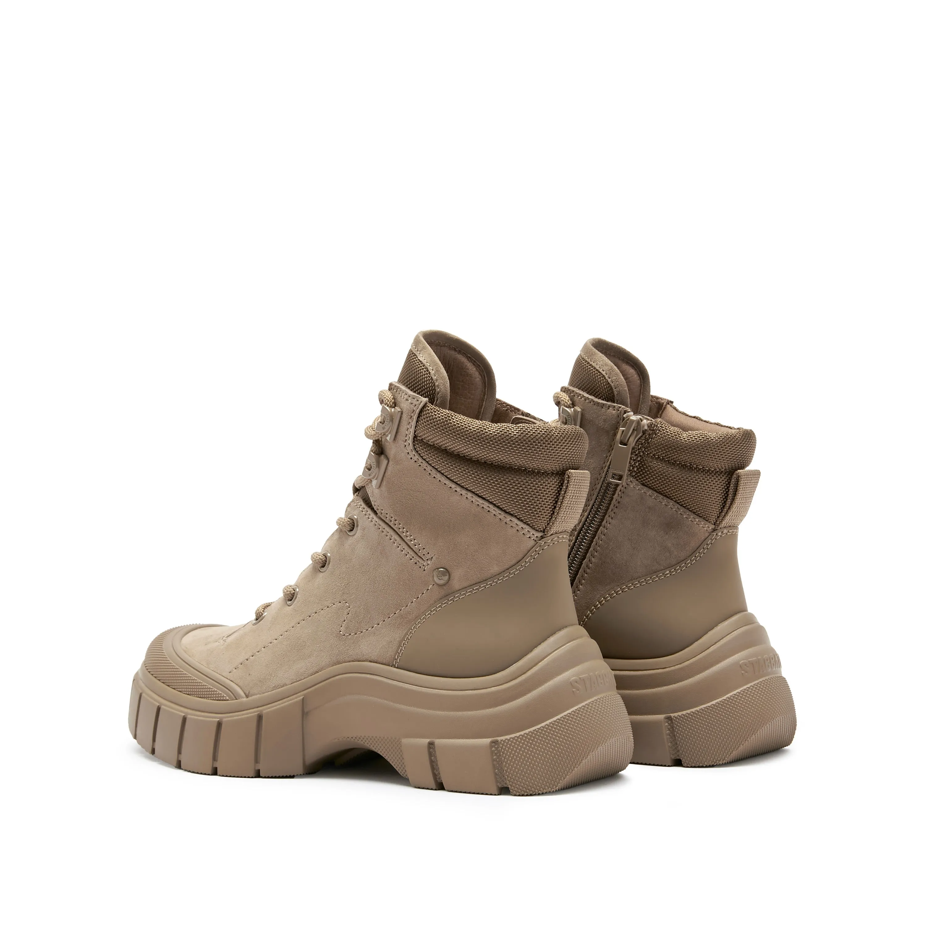 Khaki Suede ST Key Platform Lace Up Boots