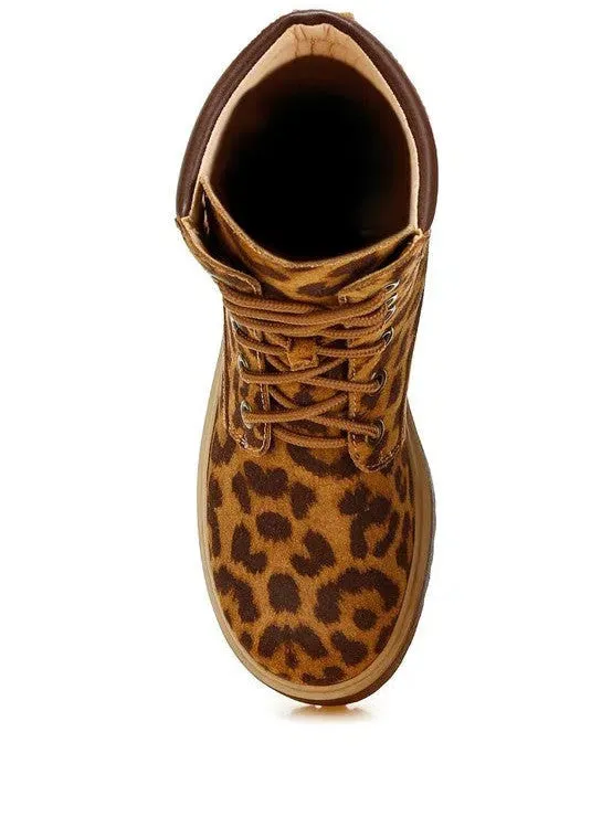 London Rag Explore the Extraordinary Leopard Print High Ankle Suede Boots