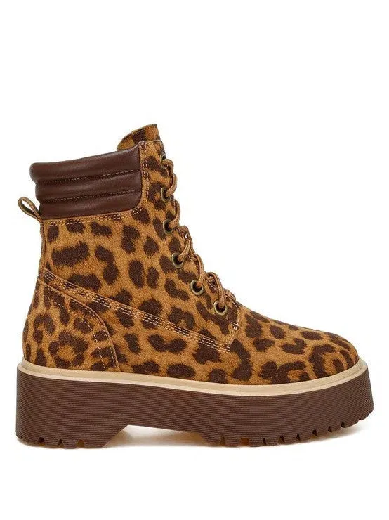 London Rag Explore the Extraordinary Leopard Print High Ankle Suede Boots