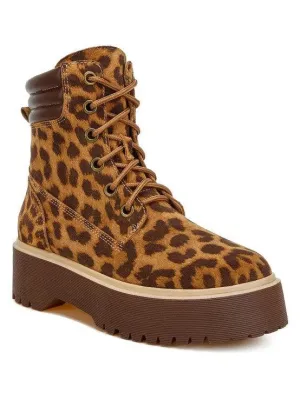 London Rag Explore the Extraordinary Leopard Print High Ankle Suede Boots