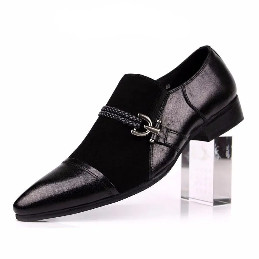 Men Suede Loafers Shoes With Anchor Leather Buckle Strap Detail