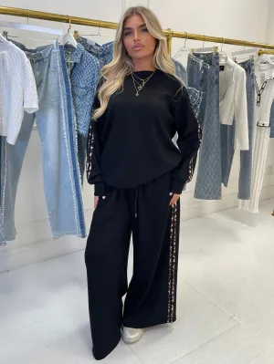 Mirabel black leopard stripe tracksuit