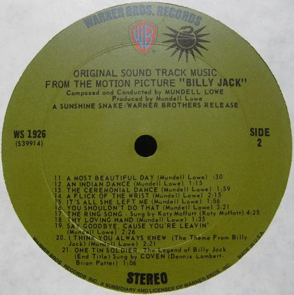 Mundell Lowe - Original Sound Track Music From The Motion Picture Billy Jack - LP