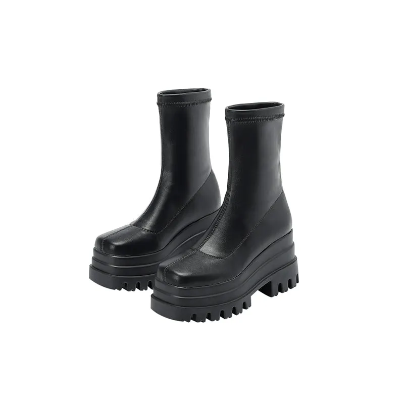 Nancy Black Platform Sock Boots