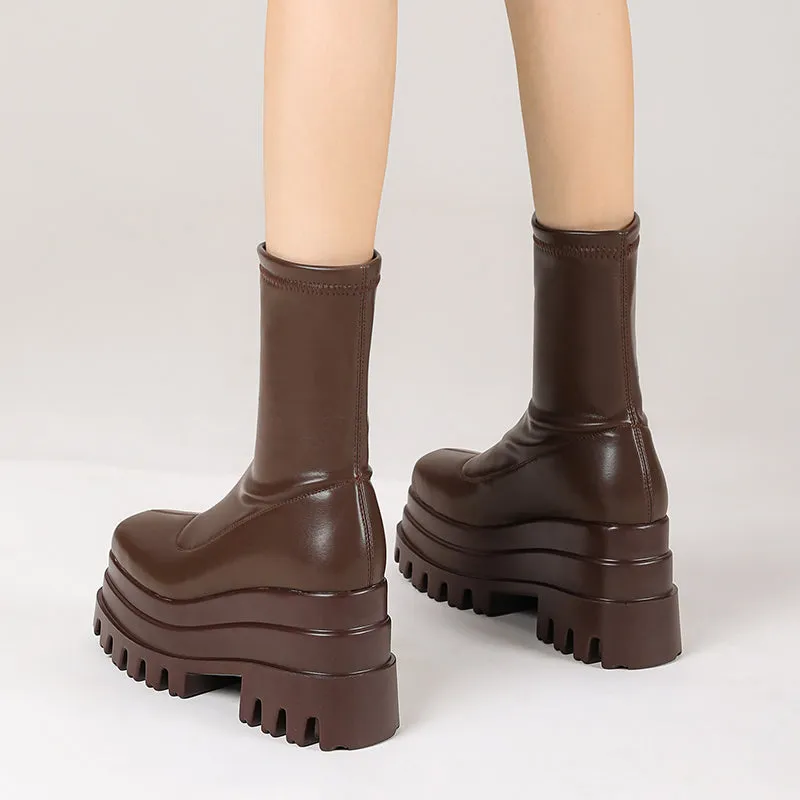 Nancy Black Platform Sock Boots