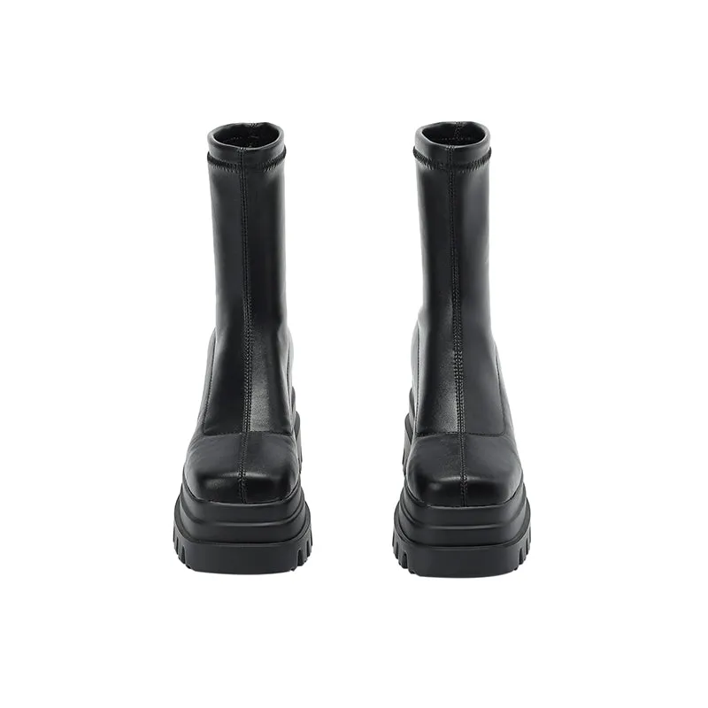 Nancy Black Platform Sock Boots