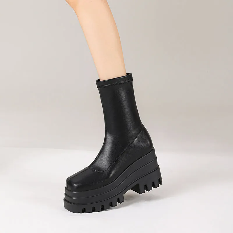Nancy Black Platform Sock Boots