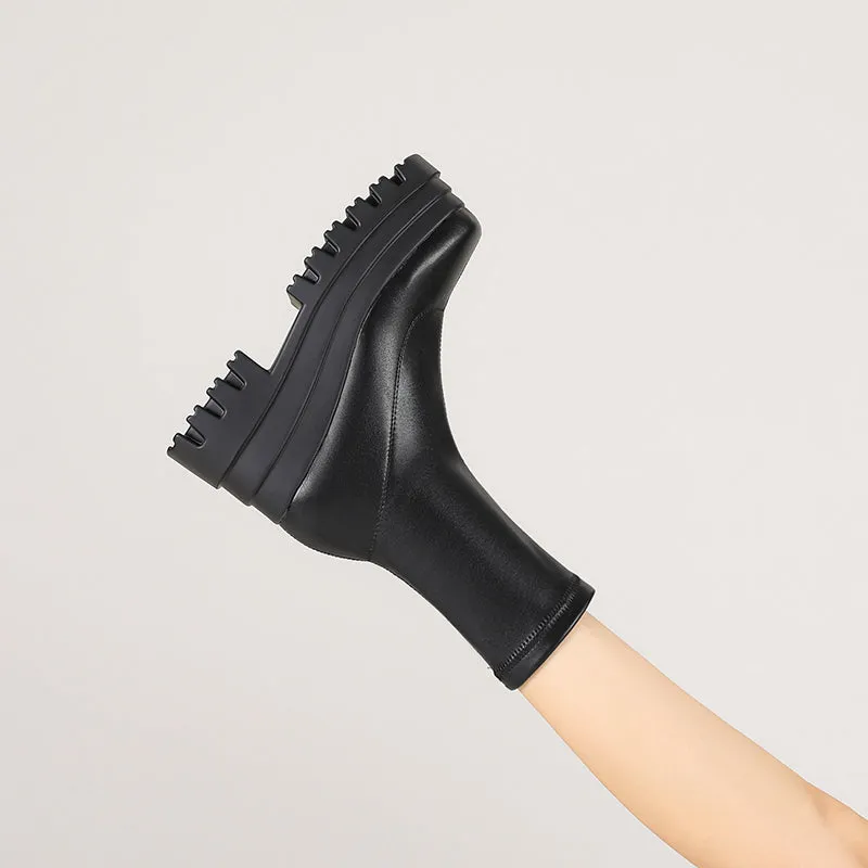 Nancy Black Platform Sock Boots