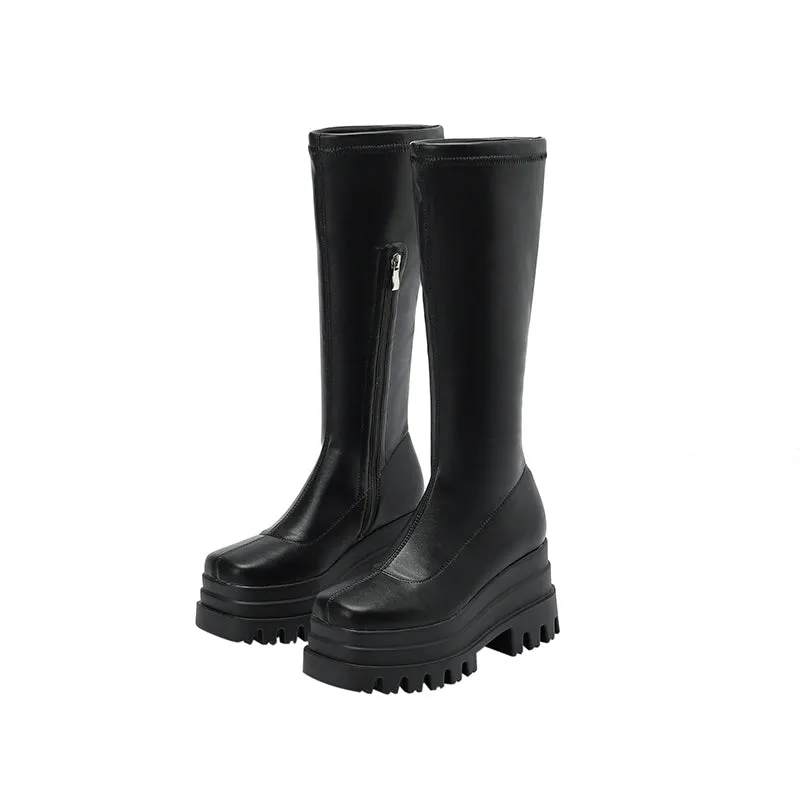 Nancy Black Platform Sock Boots