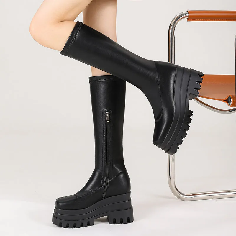 Nancy Black Platform Sock Boots