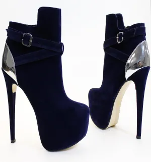 Navy Blue Golden Platform Booties
