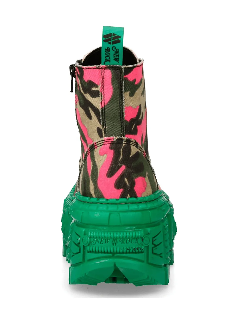 NEW ROCK Bold Punk and Rock Ankle Boots with Green Sole