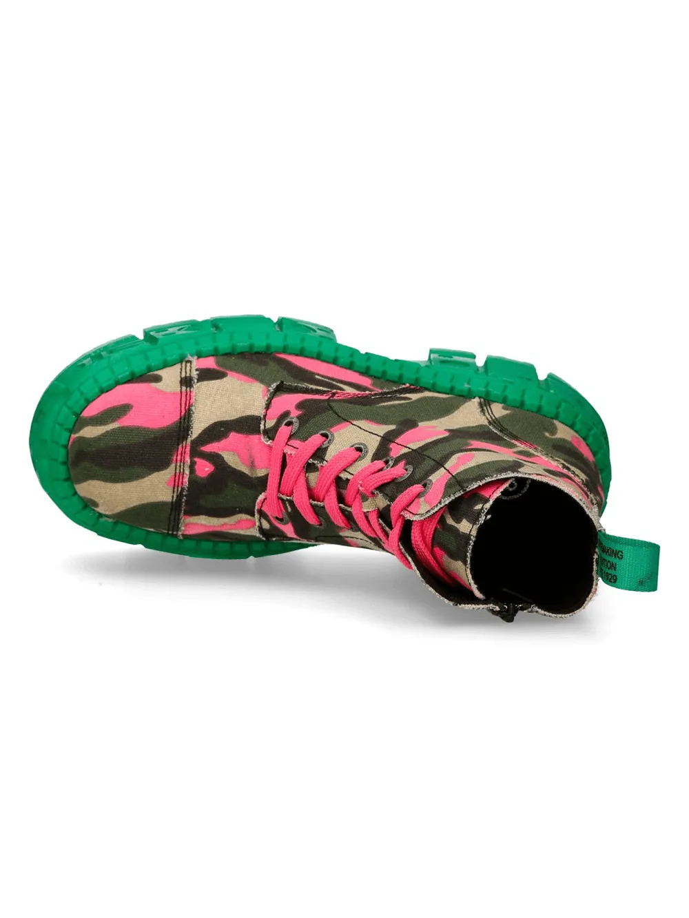 NEW ROCK Bold Punk and Rock Ankle Boots with Green Sole