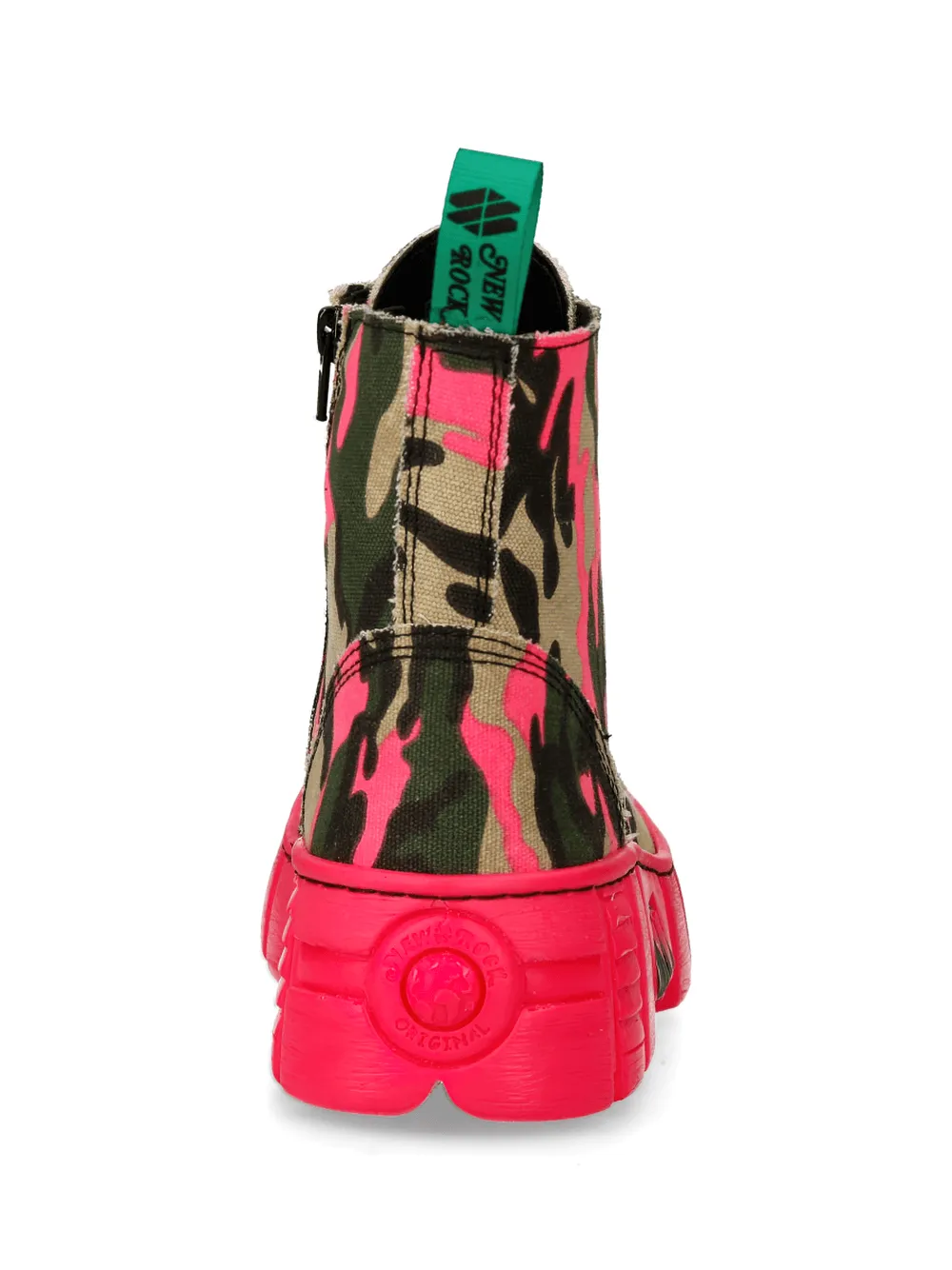 NEW ROCK Camo Ankle Boots with Pink Sole and Laces