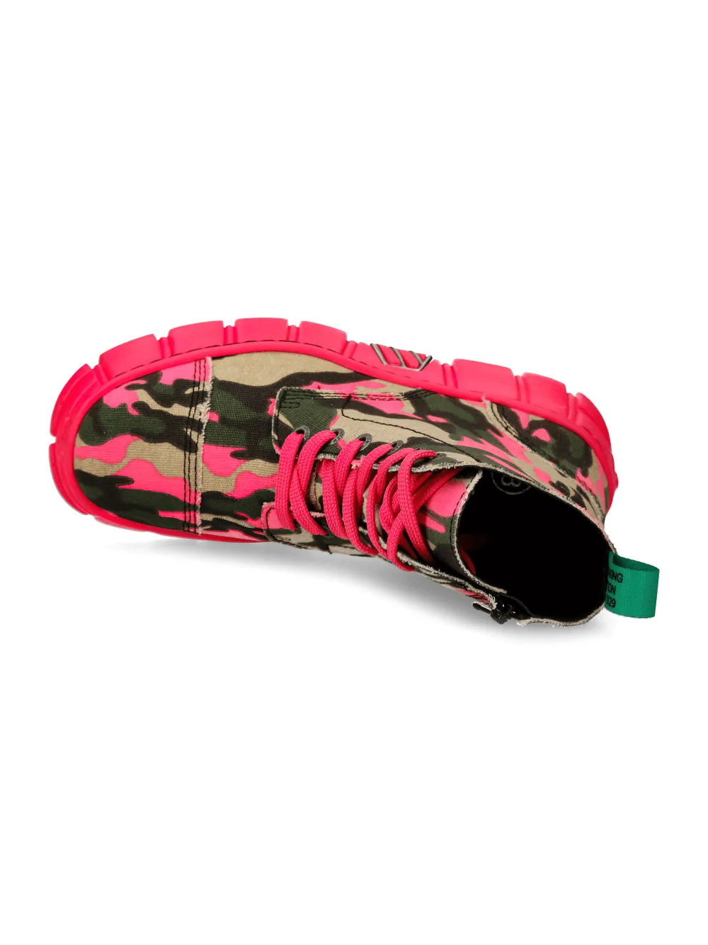 NEW ROCK Camo Ankle Boots with Pink Sole and Laces