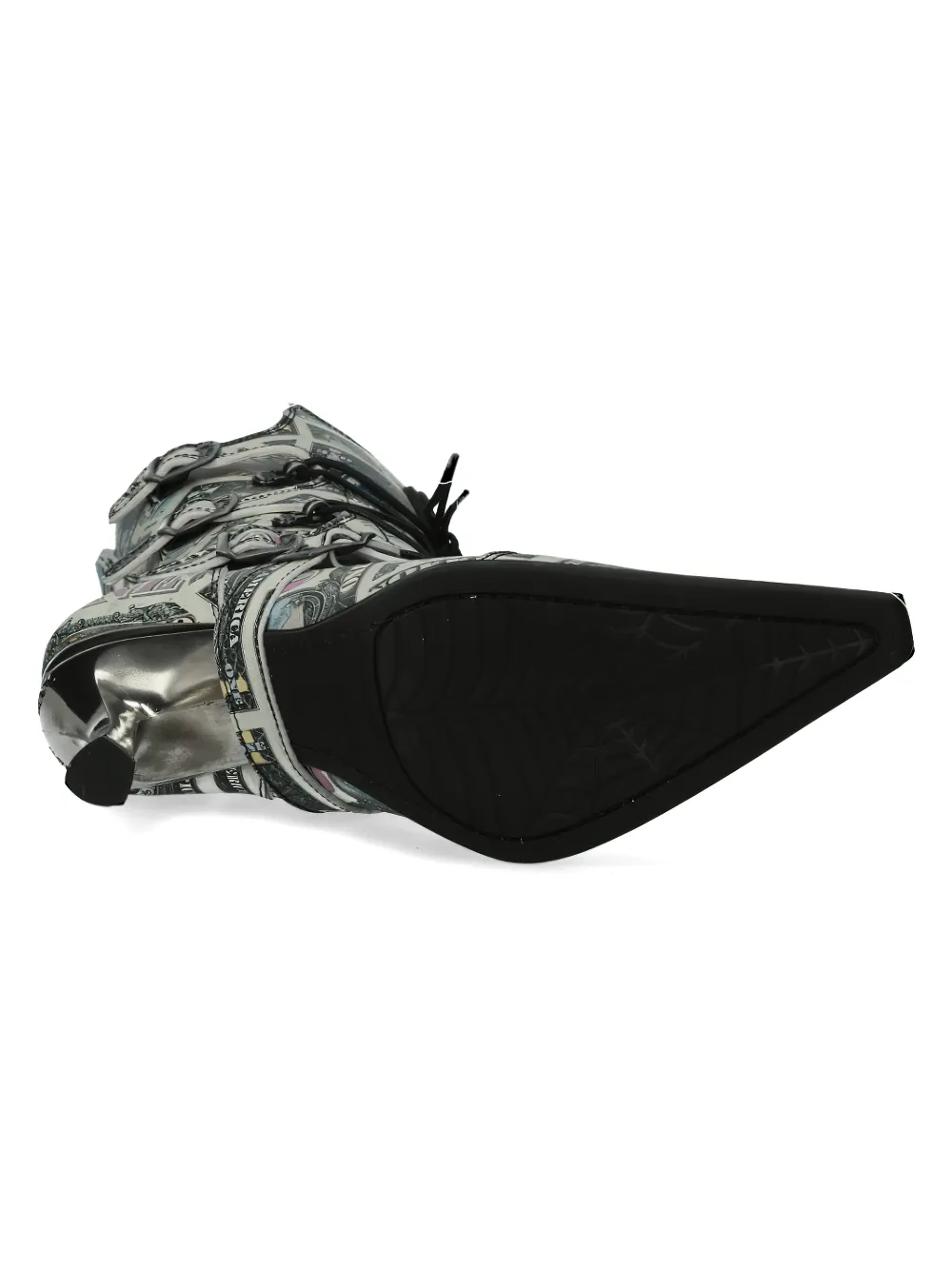 NEW ROCK Currency Print High Heel Lace-up Boots