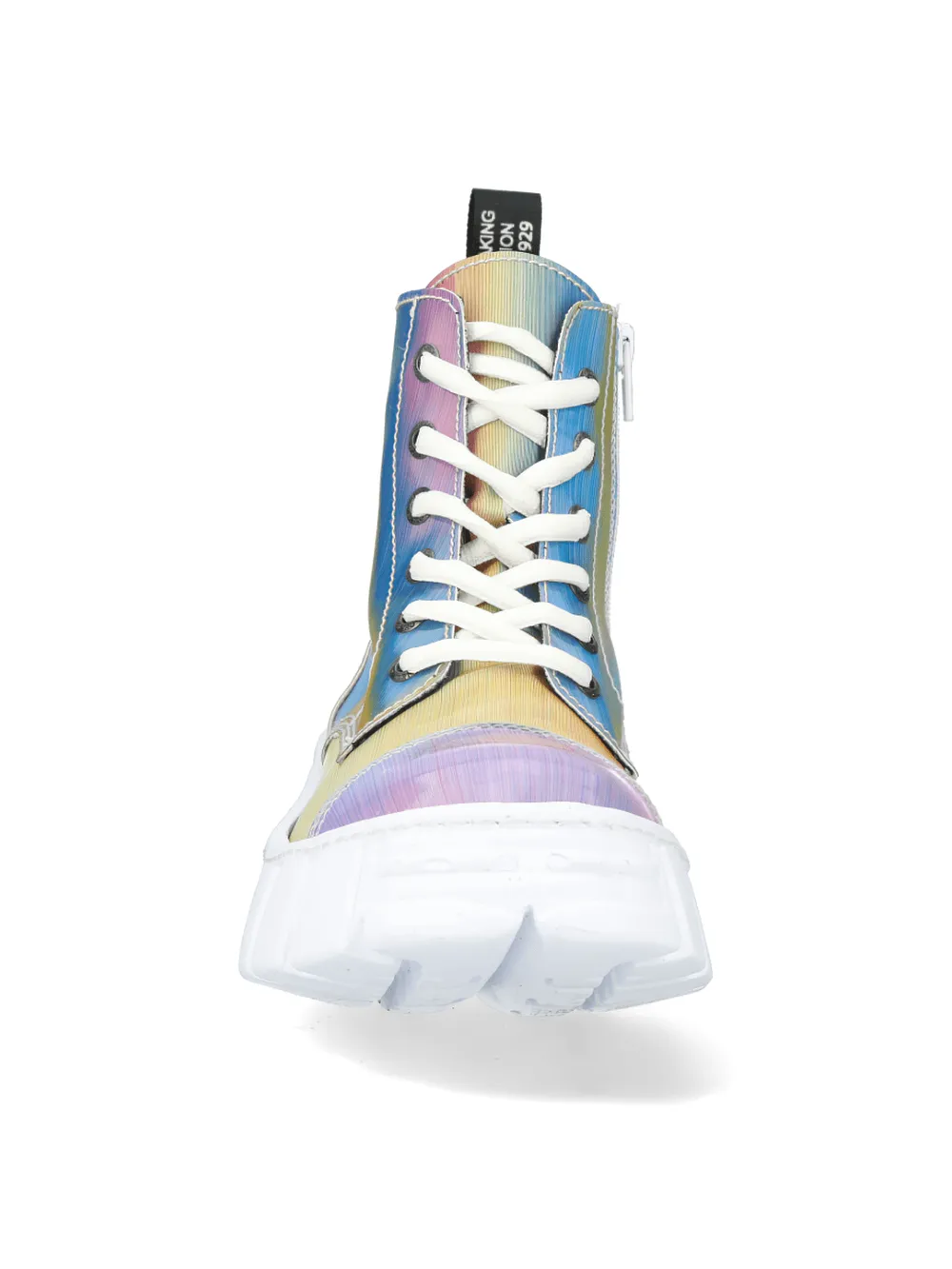 NEW ROCK Iridescent Rainbow Ankle Boots with Laces