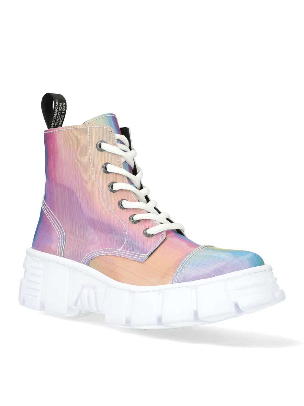 NEW ROCK Iridescent Rainbow Ankle Boots with Laces