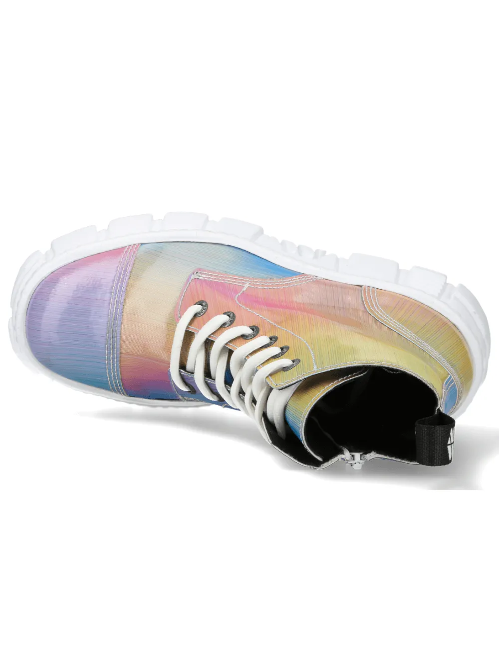 NEW ROCK Iridescent Rainbow Ankle Boots with Laces