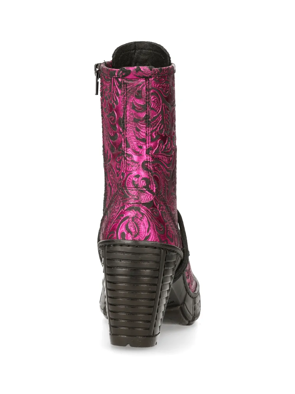 NEW ROCK Pink Gothic Print Lace-Up Ankle Boots