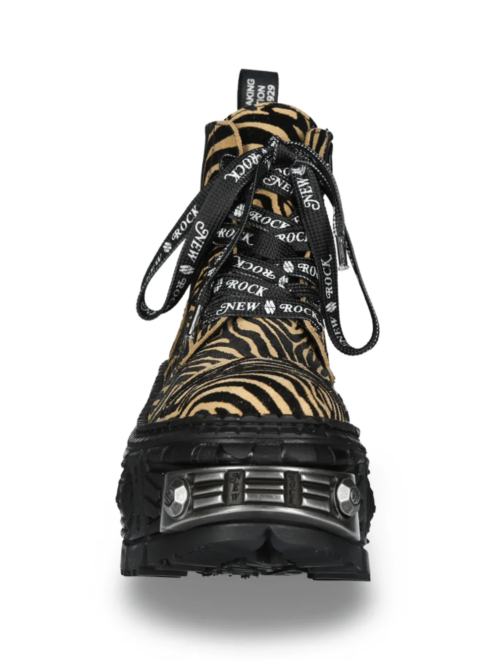 NEW ROCK Tiger Print Ankle Boots with Rugged Sole