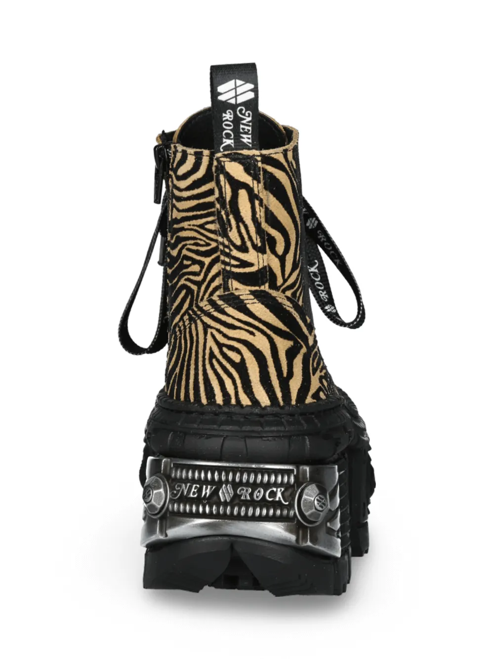 NEW ROCK Tiger Print Ankle Boots with Rugged Sole