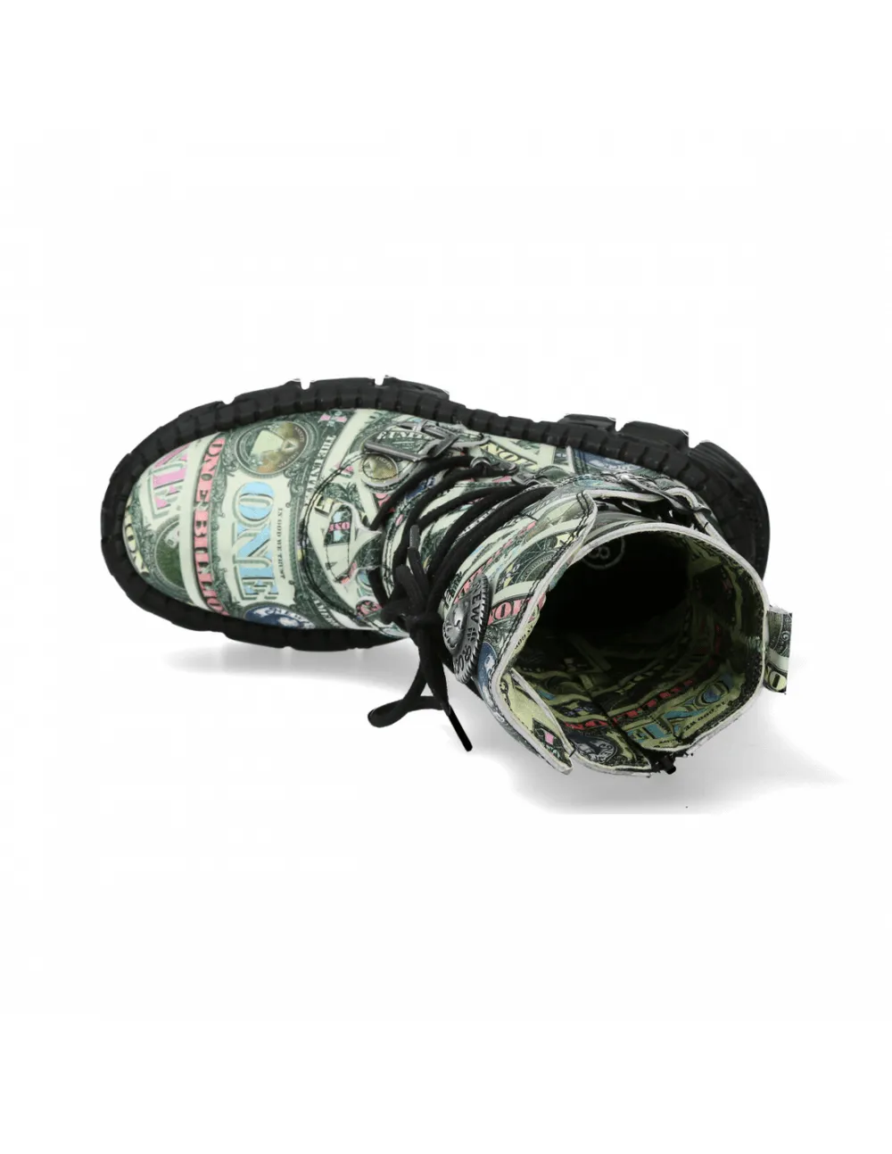 NEW ROCK Unisex Vibrant Money Print Punk Mid-Calf Boots