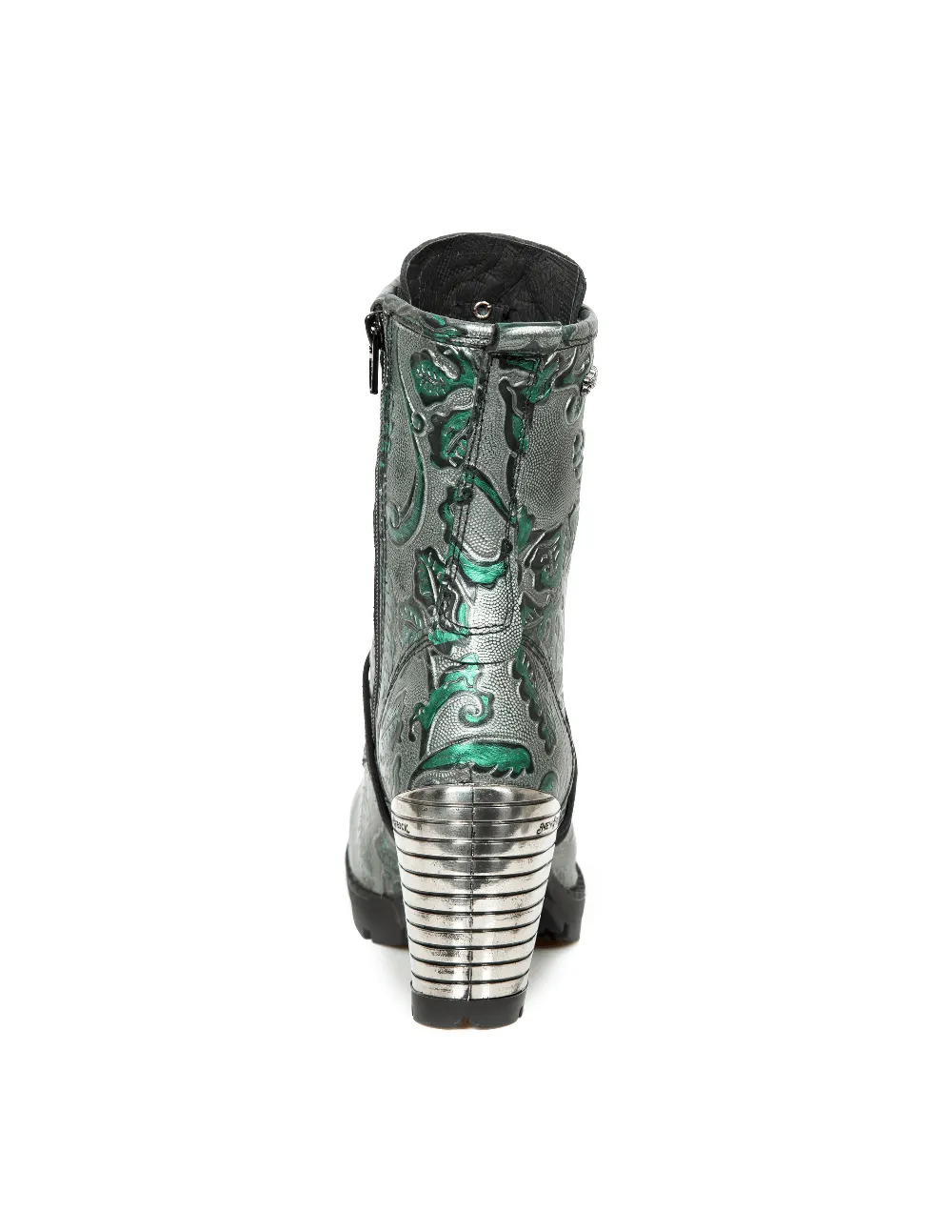 NEW ROCK Women's Embossed Leaf Pattern Lace-Up Ankle Boots