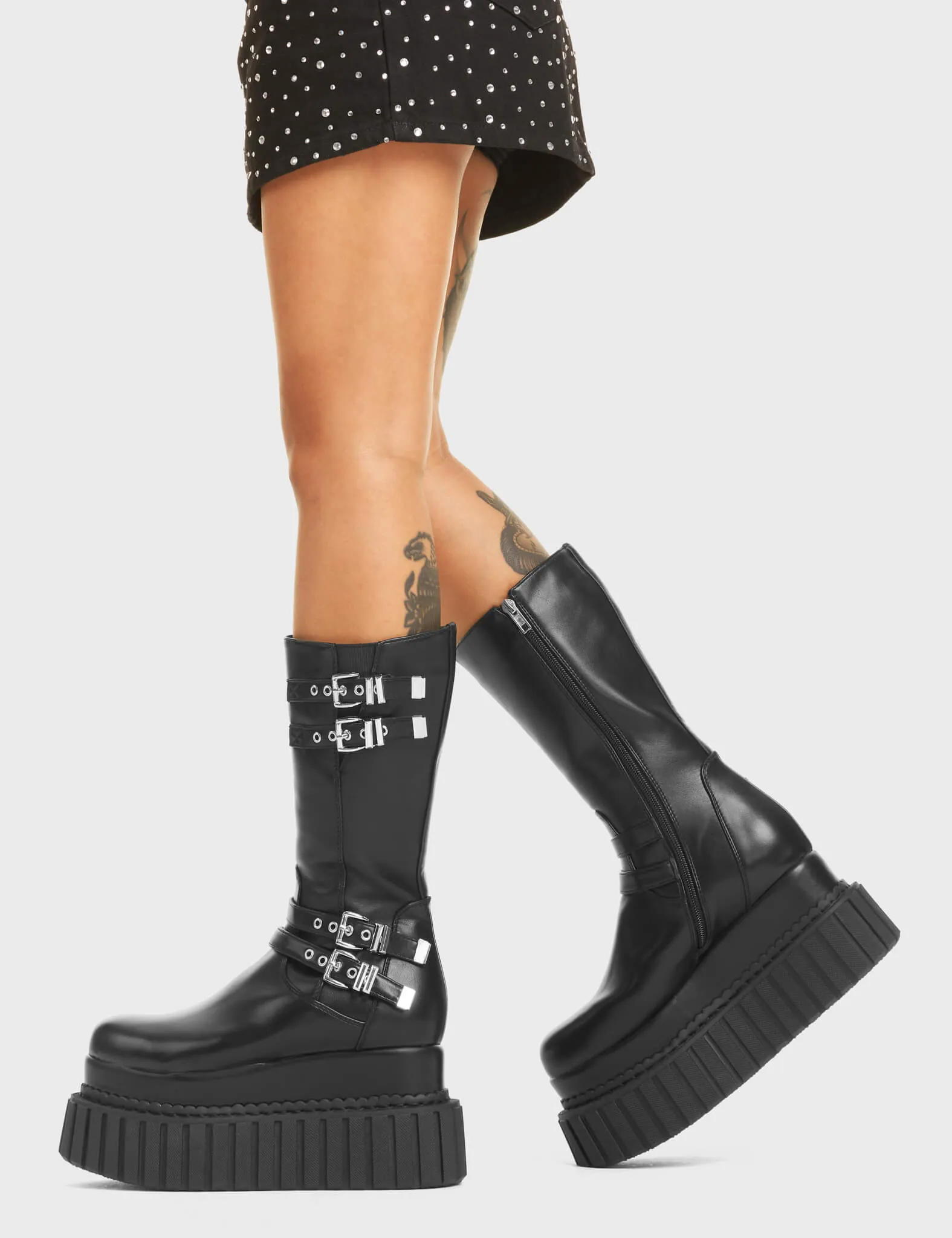 Night Time Chunky Creeper Platform Calf Boots