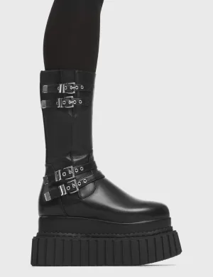 Night Time Chunky Creeper Platform Calf Boots