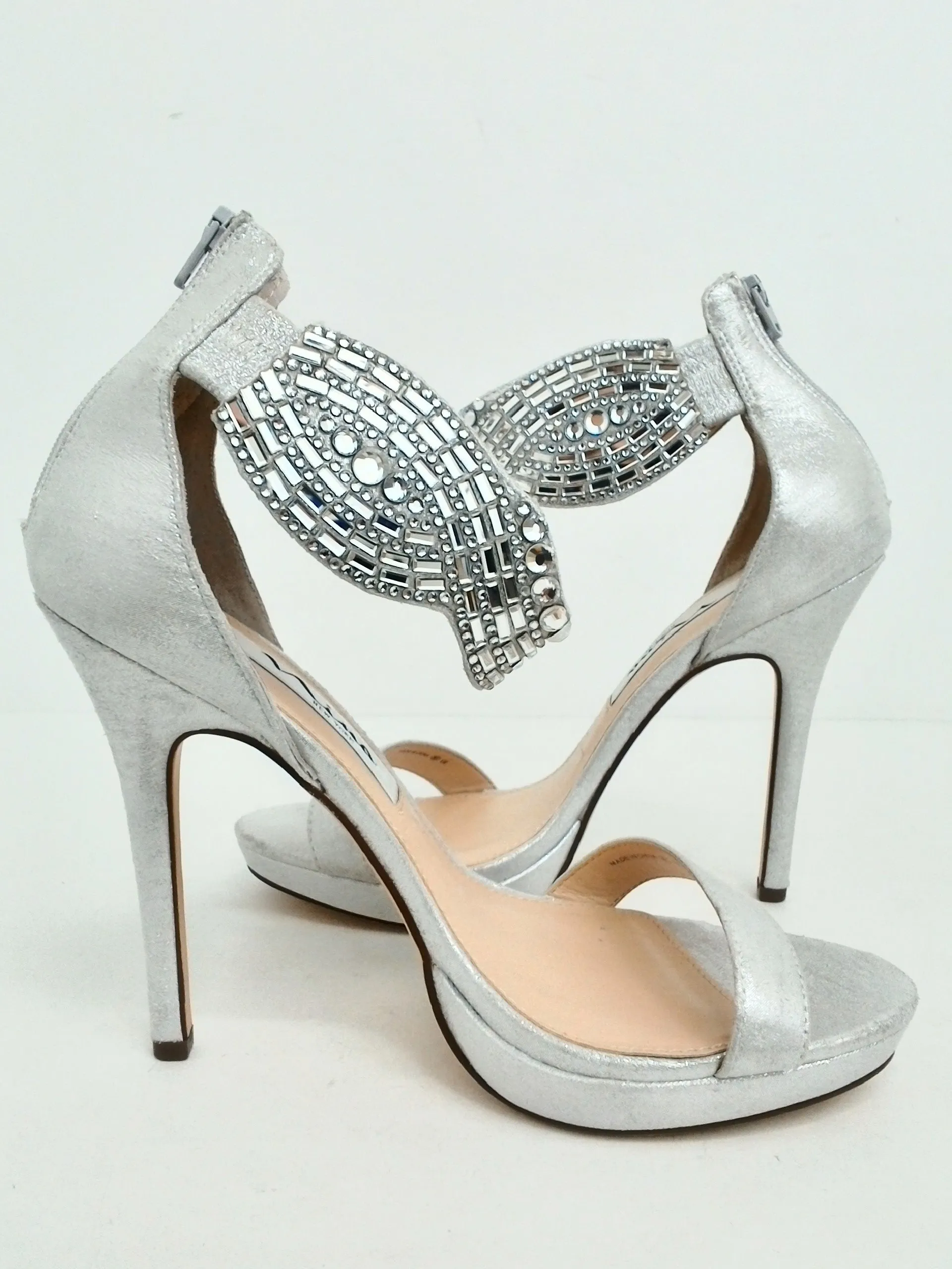 Nina New York Women's Silver Heeled Sandals Size 7.5 M