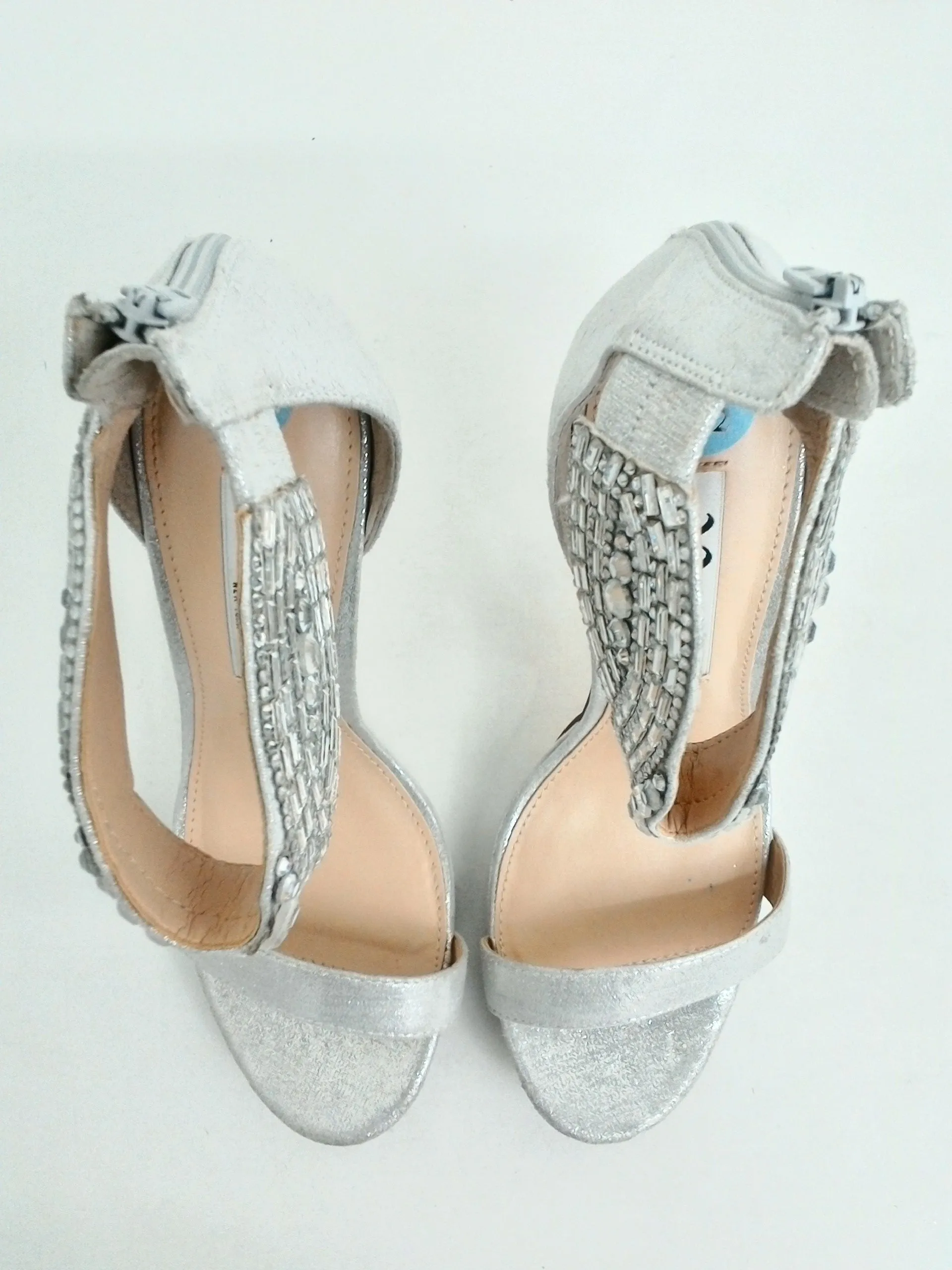 Nina New York Women's Silver Heeled Sandals Size 7.5 M