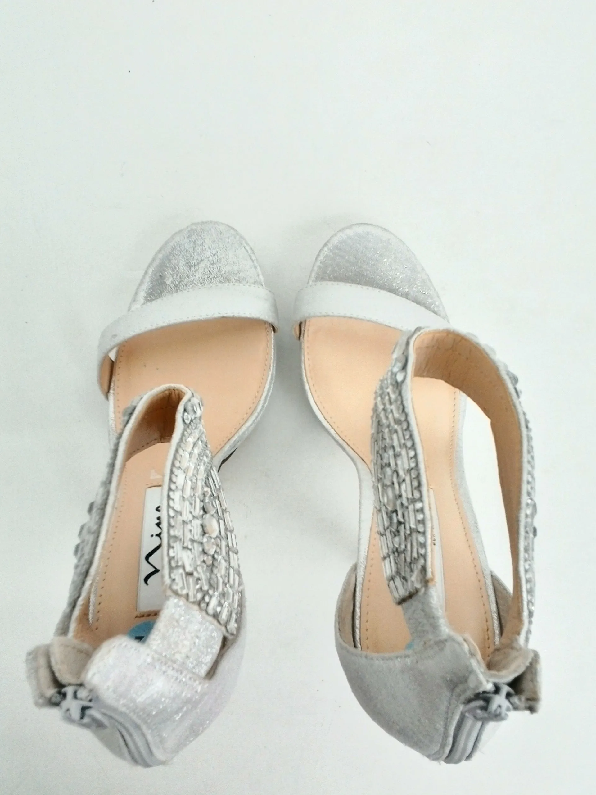Nina New York Women's Silver Heeled Sandals Size 7.5 M