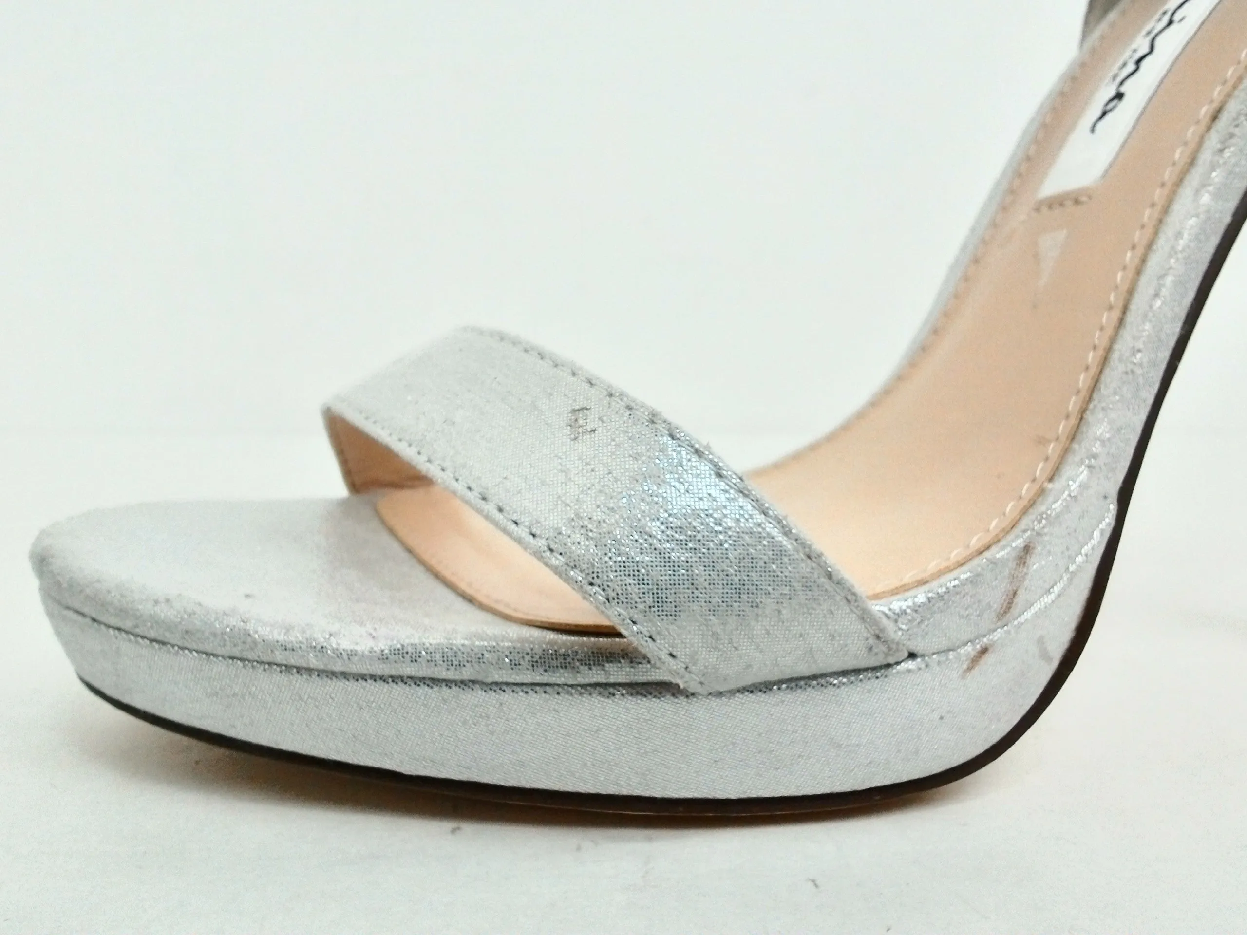 Nina New York Women's Silver Heeled Sandals Size 7.5 M