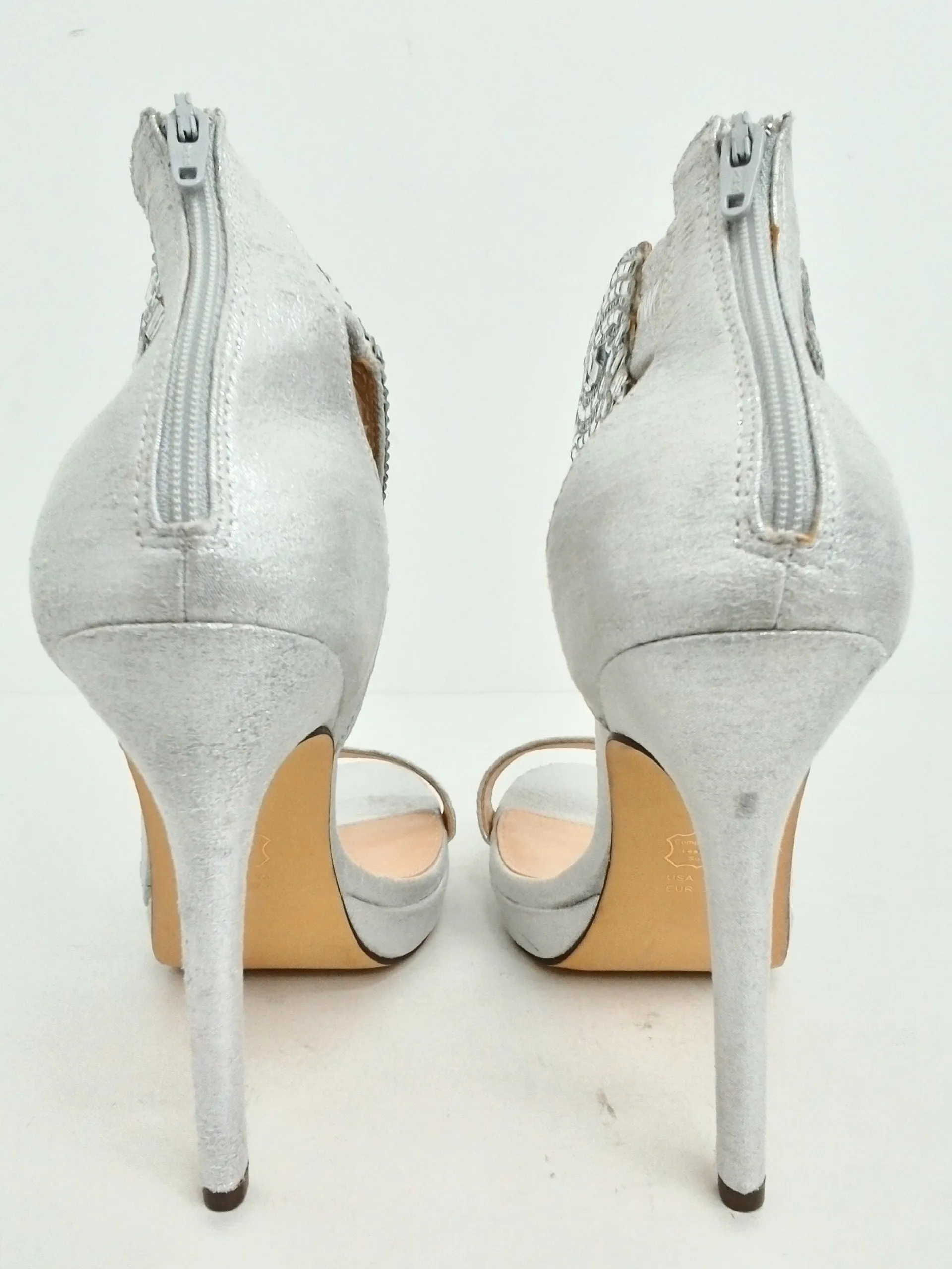 Nina New York Women's Silver Heeled Sandals Size 7.5 M