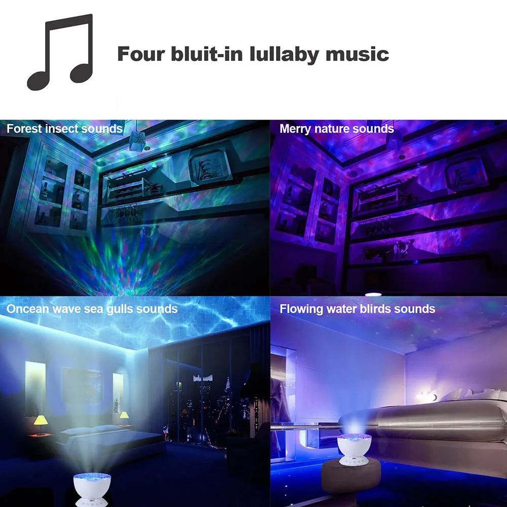 Ocean Wave Projector LED Light Built In Music For kid Bedroom