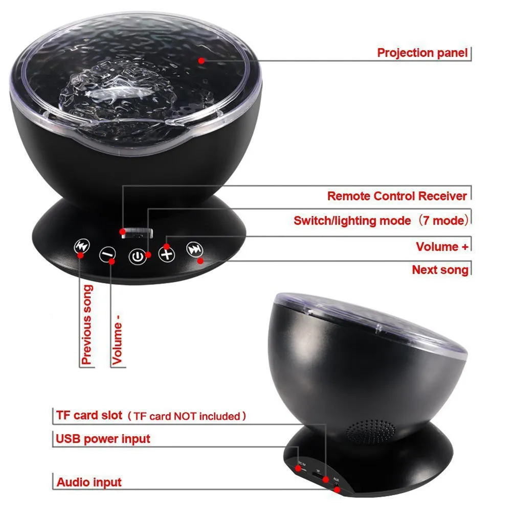 Ocean Wave Projector LED Light Built In Music For kid Bedroom