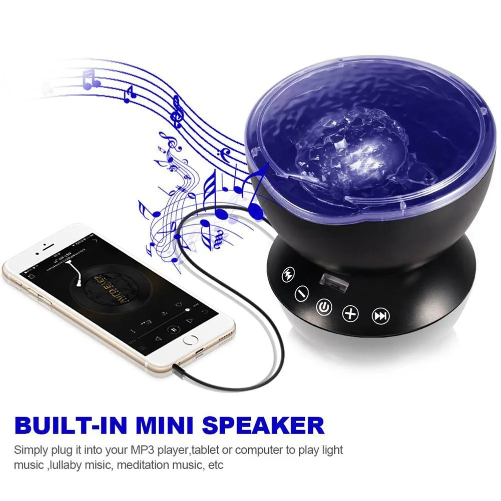Ocean Wave Projector LED Light Built In Music For kid Bedroom