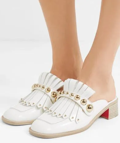 Octavian Mula 35 White Patent Mule