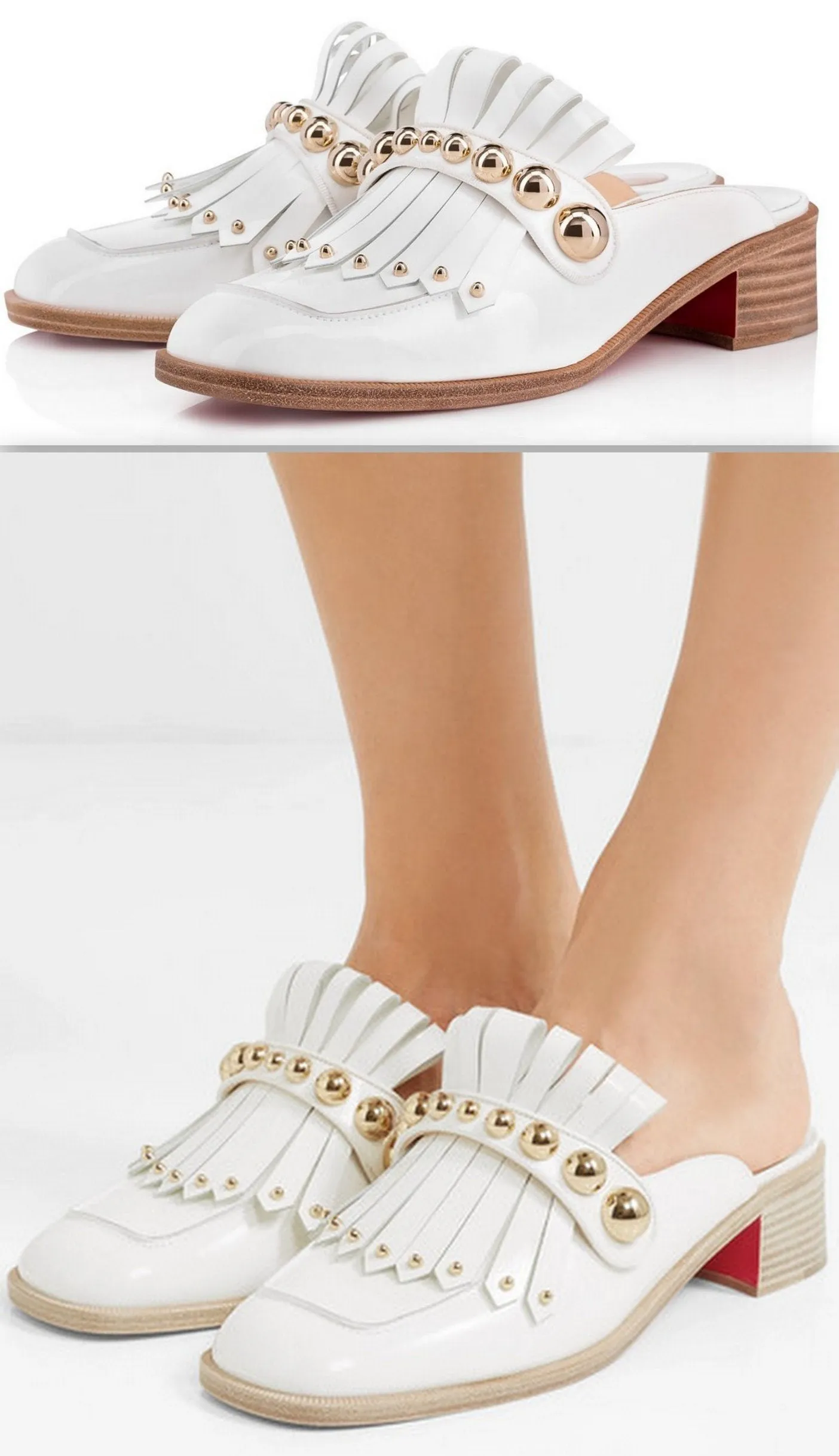 Octavian Mula 35 White Patent Mule