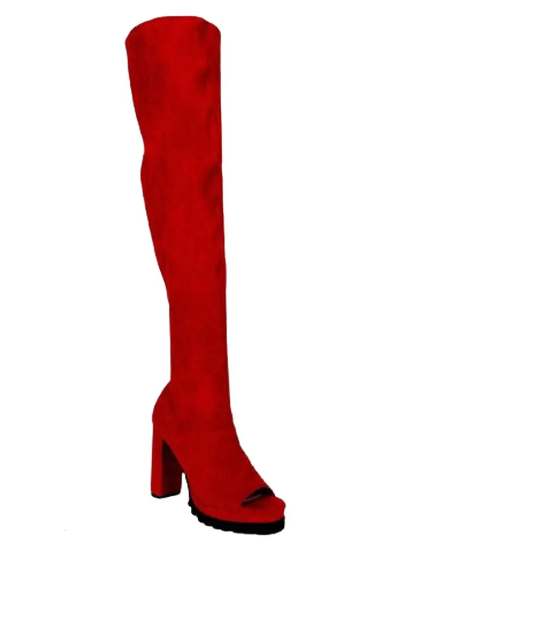 Peep Toe Over The Knee Thigh High Chunky Block Heel Boots For Women Natalie-05 By Pazzle