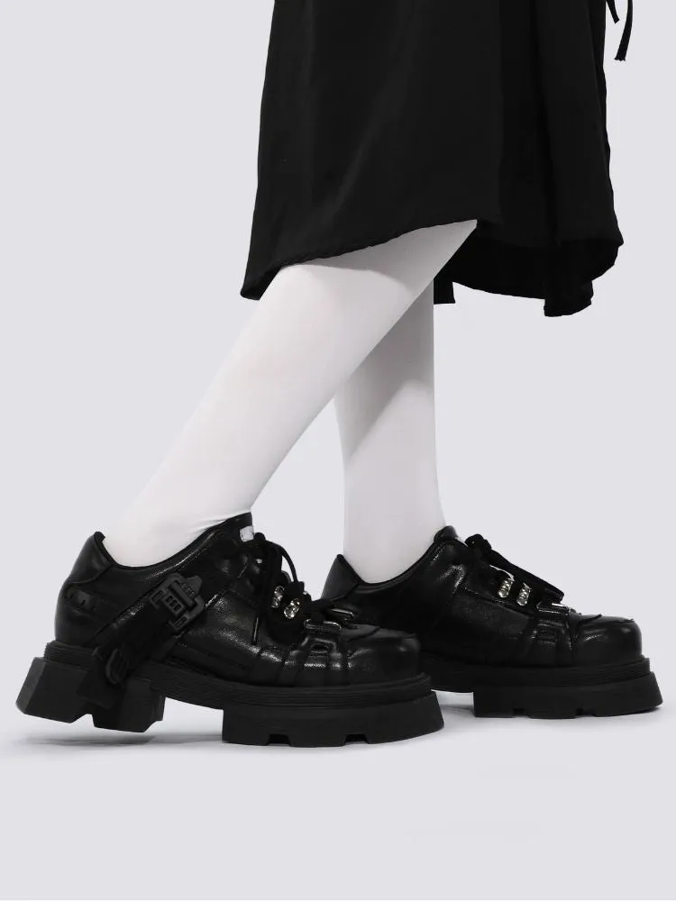 Platform design black slim shoes【s0000004479】